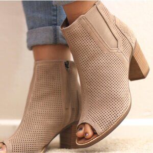 Toms 'Majorca' Suede Peep Toe Bootie (Women)